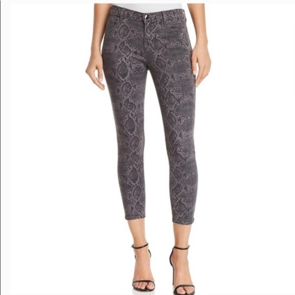 J Brand Boa Tuscan Storm Gray Snakeskin Pattern Skinny Ankle Denim Jeans